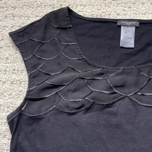Ann Taylor Black Sheer Panel Top Size XS - Picture 2 of 10